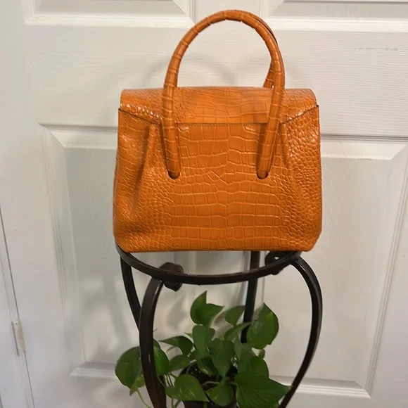 Patricia Nash Orange Croc-Embossed Satchel - Picture 5 of 13